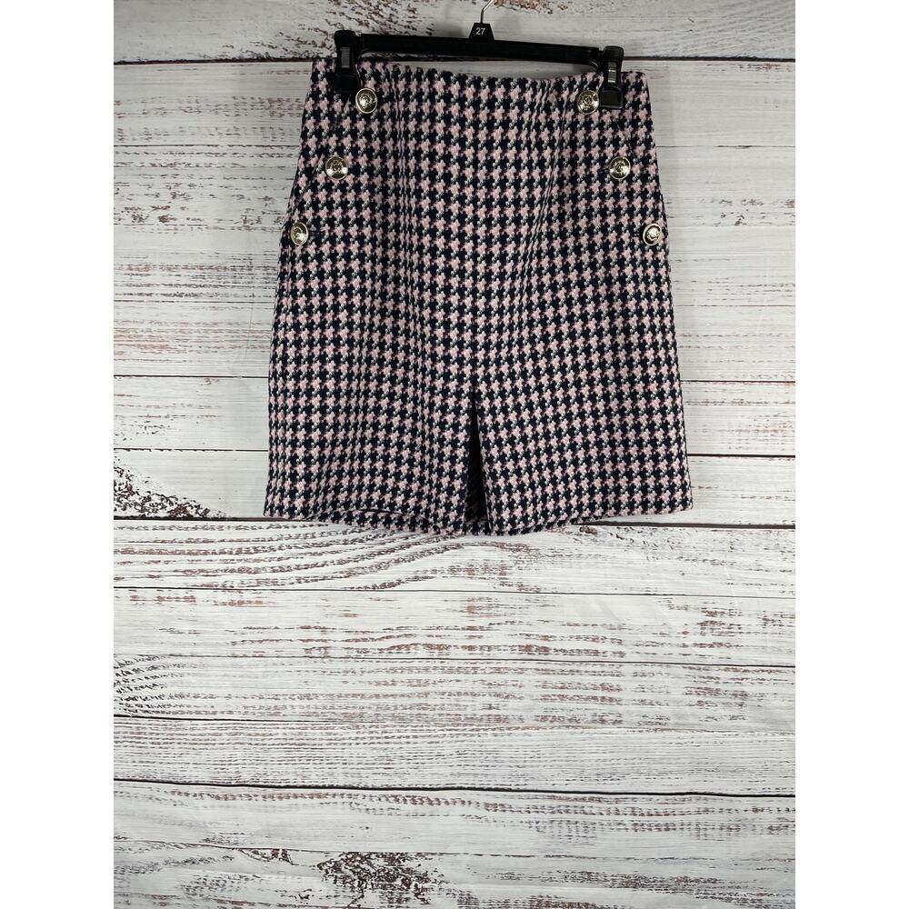 Ann Taylor Pink and Black Houndstooth Skirt